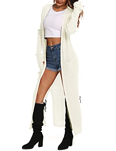 Image of Womens Casual Long Sleeve Split Open Cardigan Knit Long Cardigan Sweaters with Pockets Fall Fashion 2024
