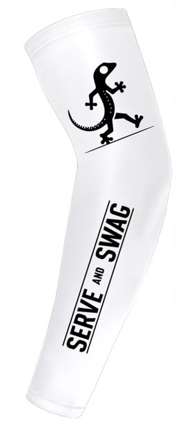 Serve and Swag™ Arm Compression Sleeves, For Men and Women, Volleyball, Basketball, Running, Sleeves in Black or White, White S&s, Large