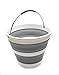 SAMMART 10Litri Secchio Pieghevole in plastica – Vasca Rotonda Pieghevole – Secchio per Acqua Portatile per la Pesca – Bollitore per Acqua da Esterno salvaspazio Diametro 31 cm (Grigio)