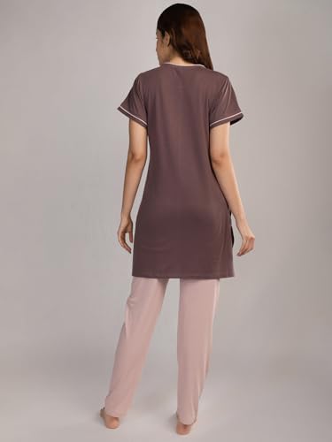 Image of Duchess Women's Cotton Embroided Long Length Night Suit Set