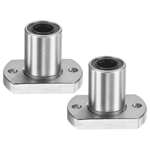 PATIKIL LMH8UU Linear Ball Bearings 8mm Bore Dia 15mm OD 21mm Long 3.5mm Hole, 2Pcs Round Flange Linear Motion Bushing Double Side Rubber Sealed Rod Liner Shaft for CNC Machine 3D Printer