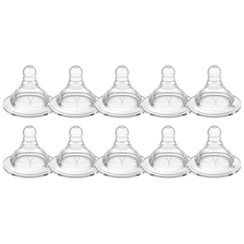 TOVVILD Baby Bottle Nipples, Silicone Y-Cut Nipple for Thicker Liquids, 9+ Months, Compatible with Wide-Neck Bottles, Baby Bottle-Feeding Supplies,10 Pack