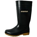 ANSITON Men's Black High Calf Waterproof PVC Slip - On Rain Boots with Yellow Soles, Comfortable, Durable, Ideal for Outdoor, Garden, Farm, Mud & Fishing - Size 13