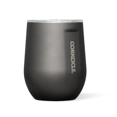 Corkcicle Stemless Wine Tumbler - Keeps Drinks Cold for 6 Hours - Triple-Insulated Stainless Steel - Non-Slip Base - Summer Drinkware Gift - Keeps Drinks Ice Cold - 12 oz - Ceramic Slate