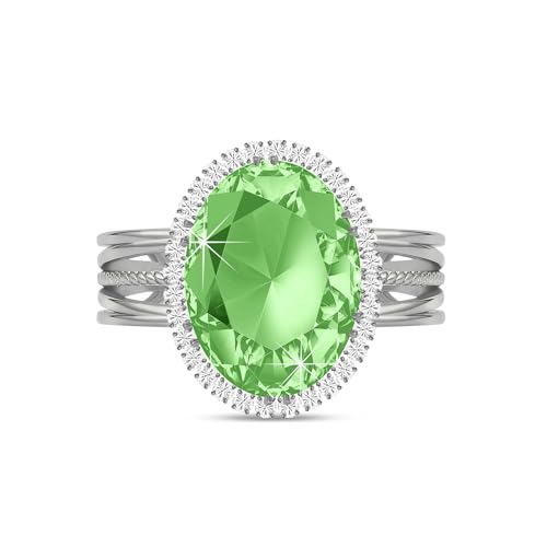 [Linawe] ペリドット 指輪 フリーサイズ、シルバーリング レディース、プラチナ 指環、グリーン モアサナイト 人工ダイヤモンド ジルコニア 8月 誕生石 宝石 ゆびわ、アクセサリー ジュエリー