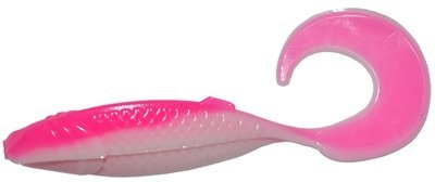 Arkie Lures CTM-19-15 Curl Tail Minnows-Pink White-1.5"-15 pk.