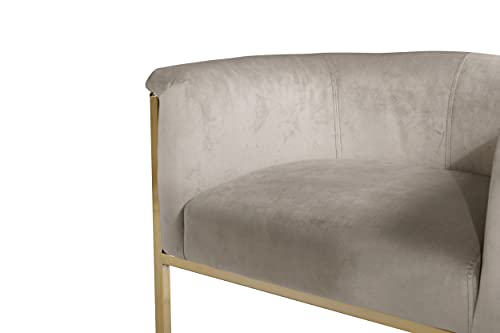 Iconic Home Finley Counter Stool Chair Velvet Upholstered Rolled Shelter Arm Design Half-Moon Goldtone Solid Metal U-Shaped Base Modern Contemporary, Taupe #TOP4