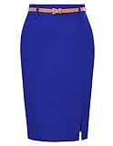 Kate Kasin Women Work Skirts for Women Office High Waist Pencil Skirt Royal Blue 2XL