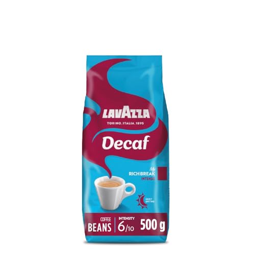 Lavazza Decaf My Rich Break Intenso Decaffeinated Coffee Beans for Espresso Coffee Machines with Notes of Cocoa Wood and Tobacco Arabica and Robusta Intensity 6/10 Dark-Medium Roasting 500 g