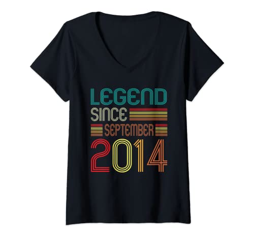 Mujer 8th Birthday Gifts Legend Since September 2014 8 Years Old Camiseta Cuello V