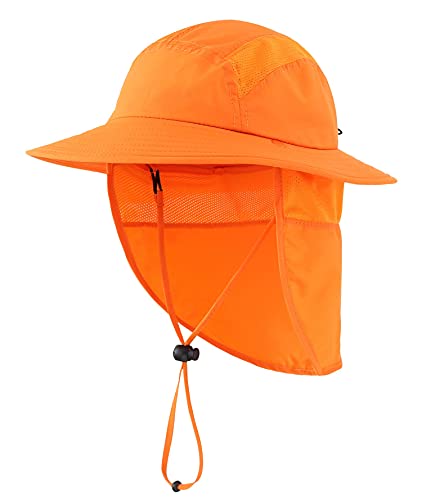 Image of Home Prefer UPF 50+ Boys Sun Hat with Neck Flap Wide Brim Summer Beach Bucket Hat for Boys Girls Toddler Kids Safari Hat