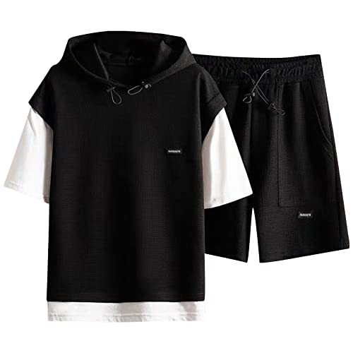 Generico Tute Uomo Firmate Sportiva Tute Cotone Casual Tuta Due Pezzi Magliette E Pantaloncini Moda Complete Palestra Estivi Offerta Elegante Completino Running Coordinato Ginnastica Corsa Atletica
