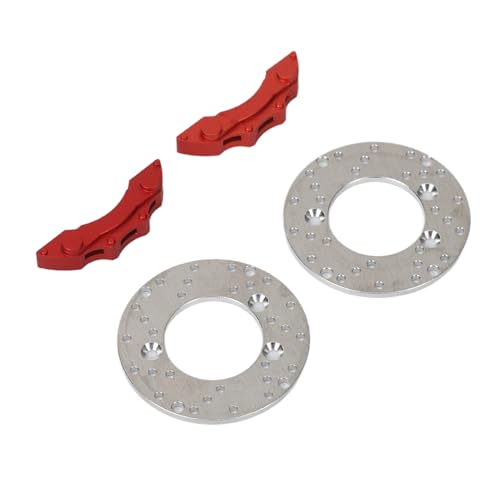 RC Car Brake Disc, 1.4in Diameter RC Car Brake Disc Set Easy To Install High Simulation Silver Red Wearproof for RC Cars