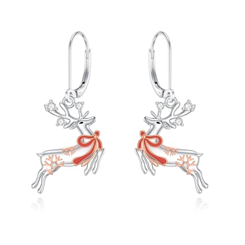 Boucles d'oreilles renne de Noël en argent, le cadeau idéal pour fille