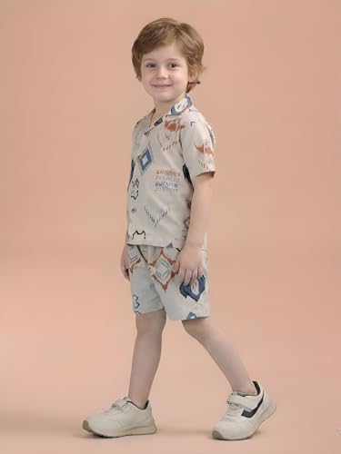 Image of POLKA TOTS 100% Cotton Half Sleeve Shirt and Shorts Combo for Boys | Co-Ord Set for Kids | Summer Wear Dress for Toddlers | Breathable & Skin-Friendly Boys Clothes | Trendy Summer Outfit & Beach Wear