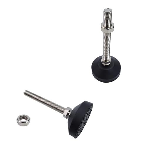 Image of M8x80mm Leveling Feet, 4 Inch Height & 880 lb Capacity, Heavy Duty Adjustable Swivel Furniture Glides, Threaded Rubber Feet Levelers for Table, Shelves, Workbench, Cabinet, Machine, 4Pcs