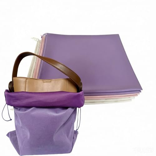 Lirakel 6 Pcs Ultra-Soft Fabric Drawstring Bags, Luxury Dust Protectors for Handbags & Shoes (15.7x19.7 Inch), Multi-Color Storage Pouch Set (White, Pink, Purple, 2 Each)