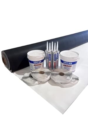 PVC RV Rubber Roof Kit 45 mil | 9'6'' Wide x 10'-40' Long RV (Camper) Roof Repair (40'), White, (RVK45PVCW95)