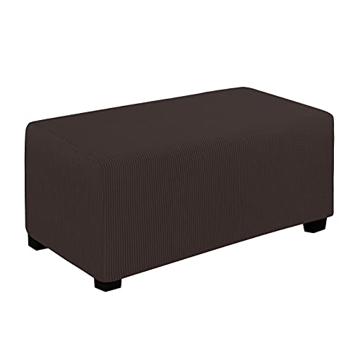 Housse extensible pour tabouret de rangement rectangulaire souple L chocolat - 2