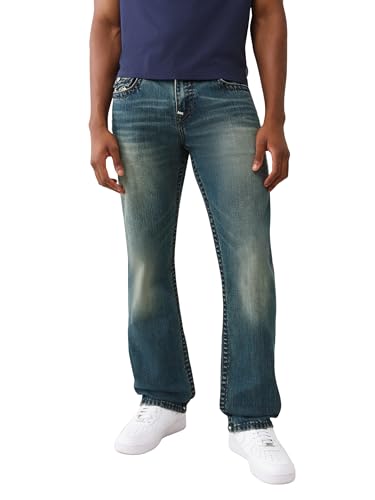 True Religion Men's Ricky Super QT Logo Flap Jeans 34" Inseam – Straight Leg Denim with Flap Pockets2
