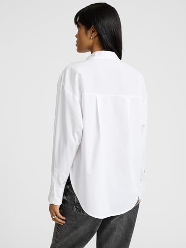 EXPRESS Women’s Cotton Poplin Portofino Shirt – Boyfriend Fit, Long Sleeve Button-Up, Lightweight, Office-to-Weekend2