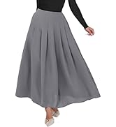 ANRABESS Women A-Line Pleated High Waist Maxi Skirt Full Ankle Length Flowy Swing Elegant Dressy ...