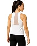 Khwaish Store Women Sleeveless Mesh Hollow Back Padded Sports Vest Camisole Tank Top for Yoga | Fitness | Workout | Gym Activewear. (in, Alpha, 2XL, Regular, 1, White)