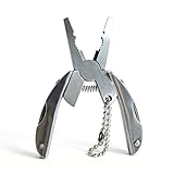 Silver Multifunctional Metal Pliers and Mini Wrench Set Compact 5 in 1 Multipurpose Pocket Gear with Black Oxford Bag (Pack of 1)