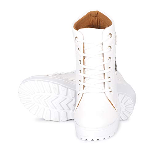 KRAFTER Women's Tan Buckle Boots – Stylish Faux Leather High Ankle Boots for Winter & Casual Wear – Comfortable & Durable