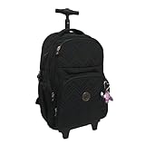 Mochila Infantil Menina Kika Escolar Grande Rodinha Carrinho (Preto)