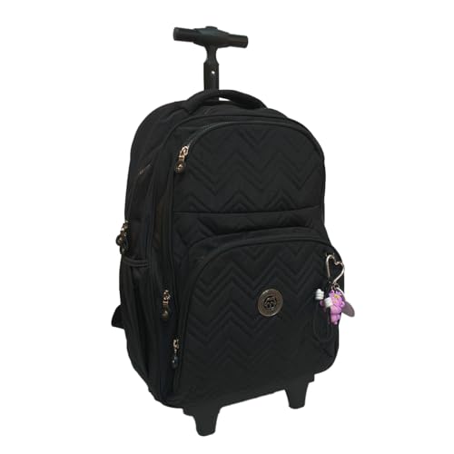 Mochila Infantil Menina Kika Escolar Grande Rodinha Carrinho (Preto)