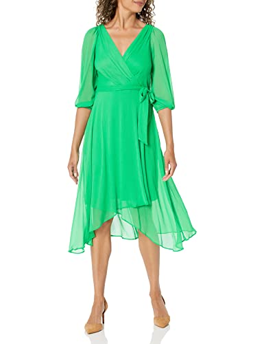Image of DKNY Women's Half Balloon Sleeve Faux Wrap Midi Dress
