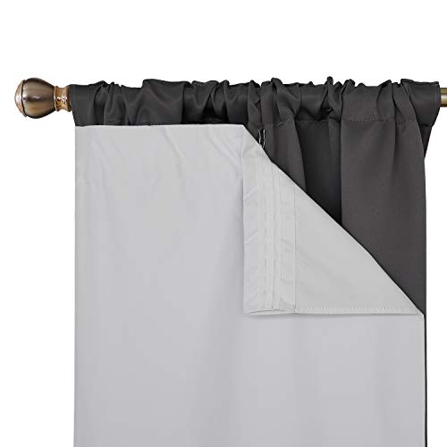 Deconovo Soild Microfiber Rod Pocket Thermal Insulated 100 Blackout Curtain Liner with Triple-Pass
