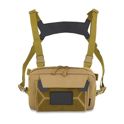 Bolsa de Pesca for el Pecho, Bolsas tácticas for Hombres, Escalada, Camping, Viajes al Aire Libre, Chaleco, Mochila, riñonera(Khaki)