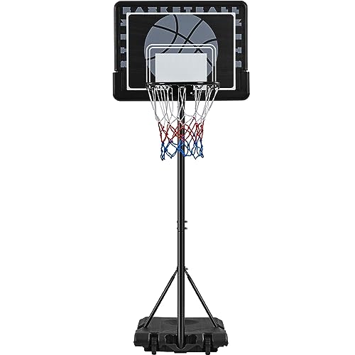 Yaheetech Canasta de Baloncesto Exterior con Ruedas Canasta Baloncesto Móvil Portátil Altura Ajustable 182-215cm Tablero con Base de Lastre para Niños y Adultos