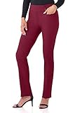 Picture of Rekucci Women's Ease Into Comfort Pull-On Straight Pant with Pockets (16 Short, Burgundy)