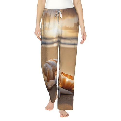 Pantalon de pyjama pour femme en maille douce et paysage de plage