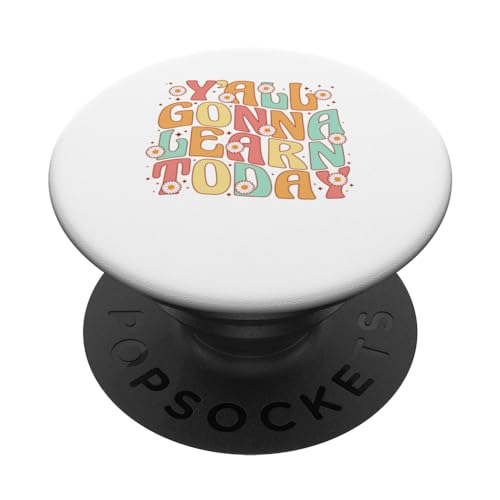 Divertido Retro Groovy Teacher Primer Día de Escuela PopSockets PopGrip Intercambiable