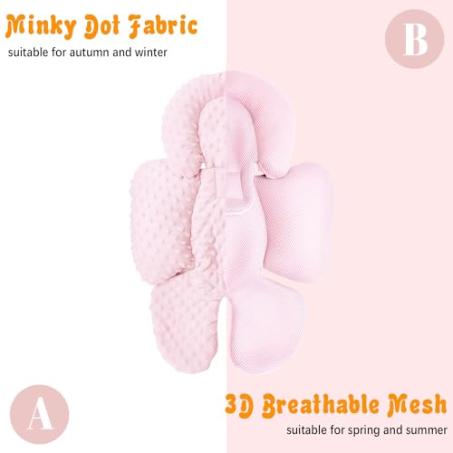 Image of KAKIBLIN Infant Car Seat Insert, Carseat Head Insert & Body Support for Newborn, 2-in-1 Reversible Newborn Car Seat Cushion, Soft Stroller Insert for Car Seats, Bouncer, Strollers, Swing (Pink)
