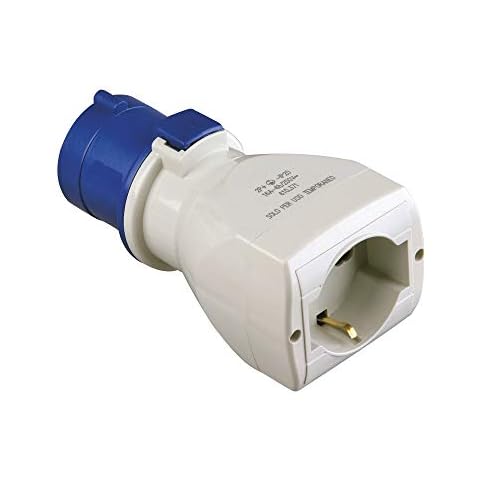 Poly Pool Adaptador CEE 3 Polos con Enchufe IEC309 Grande 16A y Toma Civil Schuko P40 Cover