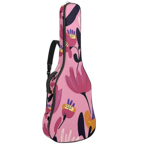 Housse guitare acoustique 41 pouces fleur rose imperméable rembourrée