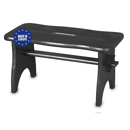 Pinus Holz Hocker 38x18x21 cm Tritthocker Schwarz Farbe