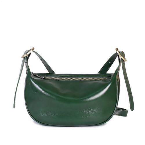 Shoulder Bags for Women Leather Cowhide Bag Commuter Crossbody Dumpling Bag Large Capacity (green)