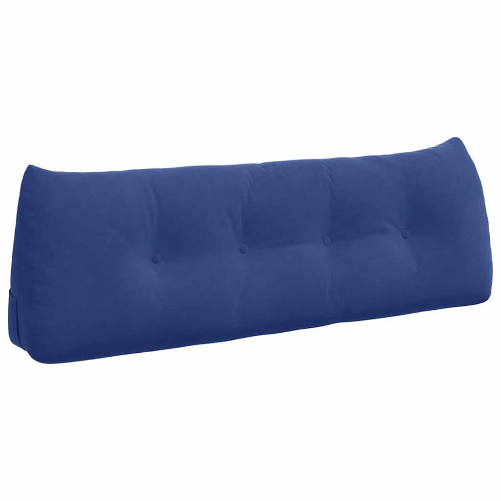 Lendenkissen, Samt, blau, 140 x 24 x 50 cm, mit Seitentasche, ergonomisches Rückenkissen, für Sofa, Bett, Büro, abnehmbarer Bezug, Füllung aus Polyester