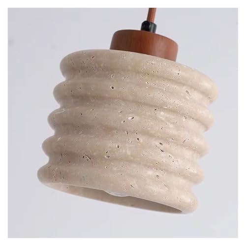 Suspension en travertin jaune et luminaire de chevet LED pour une chambre cocooning