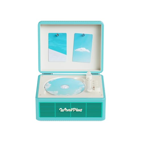 Image of CD Player with Bluetooth Speaker, High-Fidelity Sound, App-Controlled, Magnetic Display for Photos & Pins, Retro Desktop Music Player, Gift for Music Lovers (Light Blue)
