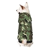 Dog Sweater Hoodies Pet Hooded Sweatshirts Puppy Cat Sweaters Green Camo Army Solider Camouflage Warm Clothes Outfits Costume