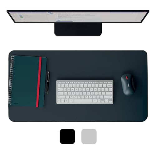 Leitz Schreibtischunterlage aus Recycling-Leder Rutschfeste Schreibtischmatte mit Tastatur- und Mauspad Umweltfreundlich und nachhaltig Dunkelgrau 70 x 36 cm 53850089