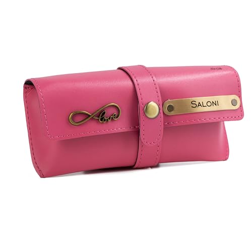 Image of AICA Personalised Name & Charm Leather Sunglass Case Cover for Men & Women | Hard Case Eyewear Cover