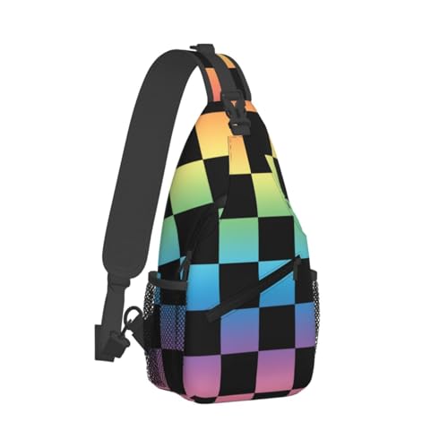 Sac à bandoulière imprimé à carreaux pastel coloré unique